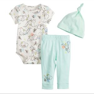 Disney's Dumbo Baby Girl Bodysuit, Pants & Hat Set